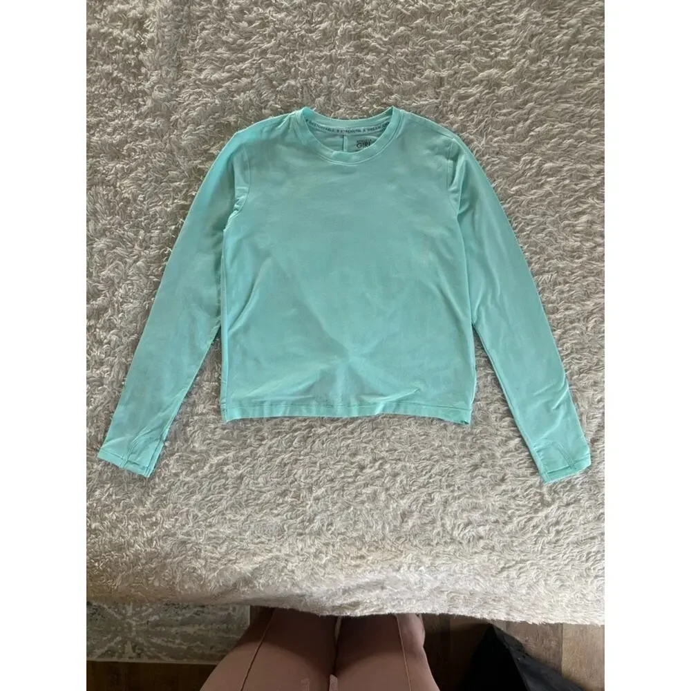 Athleta Girl Twist Around Top Light Teal Casual Workout Size M 8-10 EUC